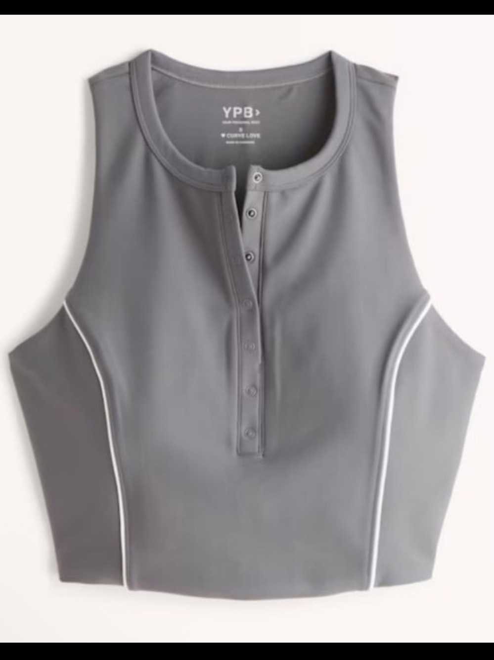 Abercrombie & Fitch YPB sculptLUX Plunge Henley Slim Tank Gray Medium M New NWT